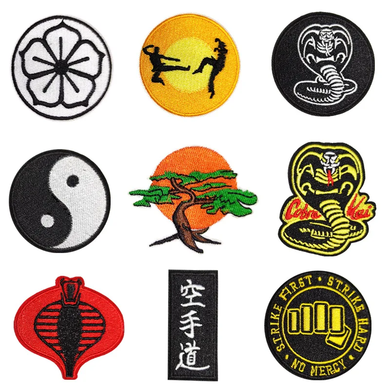 

50pcs/Lot Luxury Embroidery Patch Karate Tai Chi Fist Sun Pine Snake Shirt Bag Clothing Decoration Accessory Craft Diy Applique