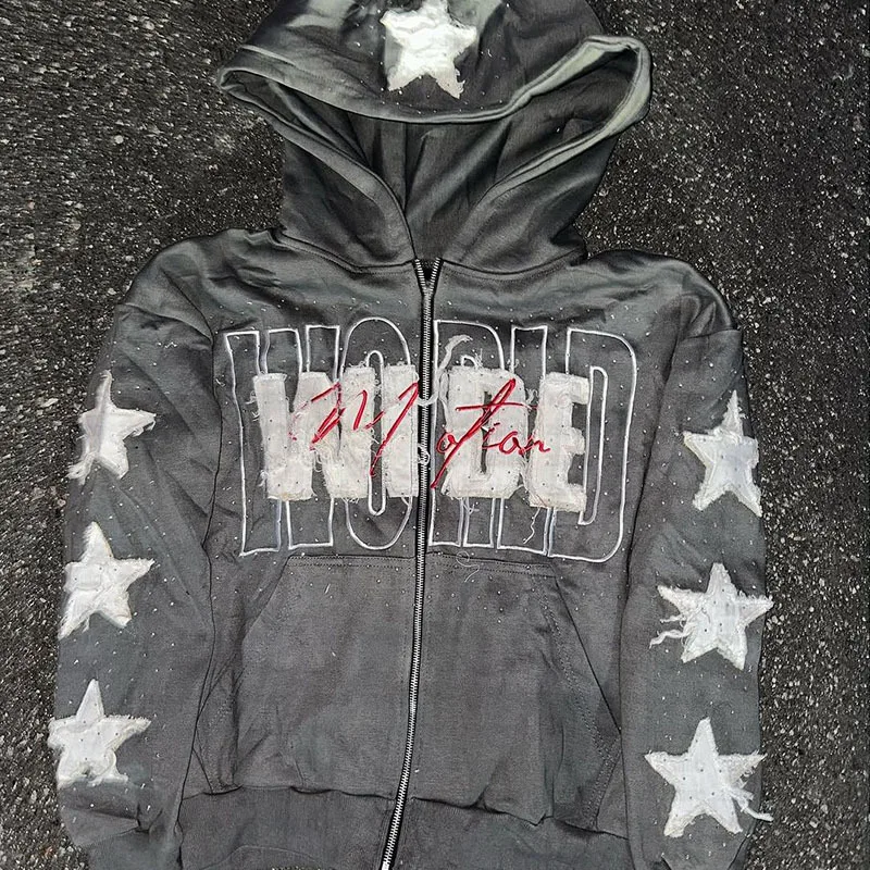 26-year-old spring warm cardigan with hood, casual loose street style hoodie, personalized fashion sportswear