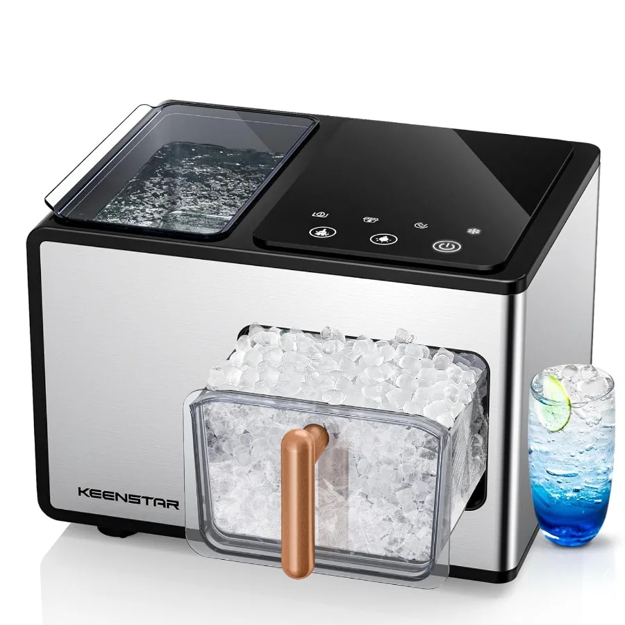 Nugget Ice Maker Countertop 40lbs/24H Pebble Ice Maker with Soft Chewable Self Cleaning Sonic Machine Stainless Steel w