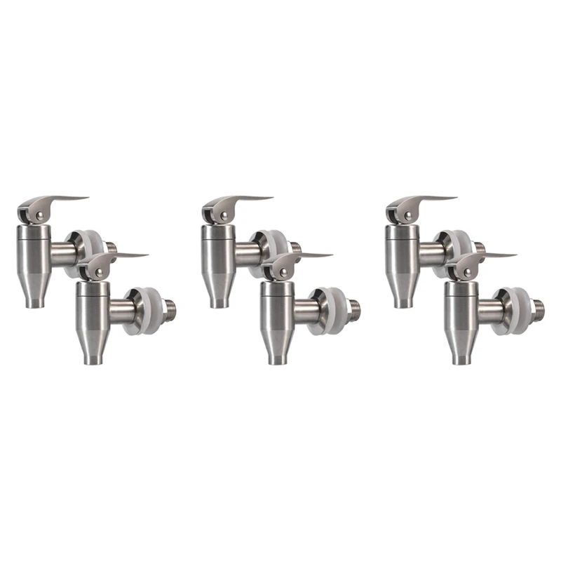 

Stainless Steel Beverage Water Drink Dispenser Durable Replacement Push Style Spigot Faucet,6 Pack