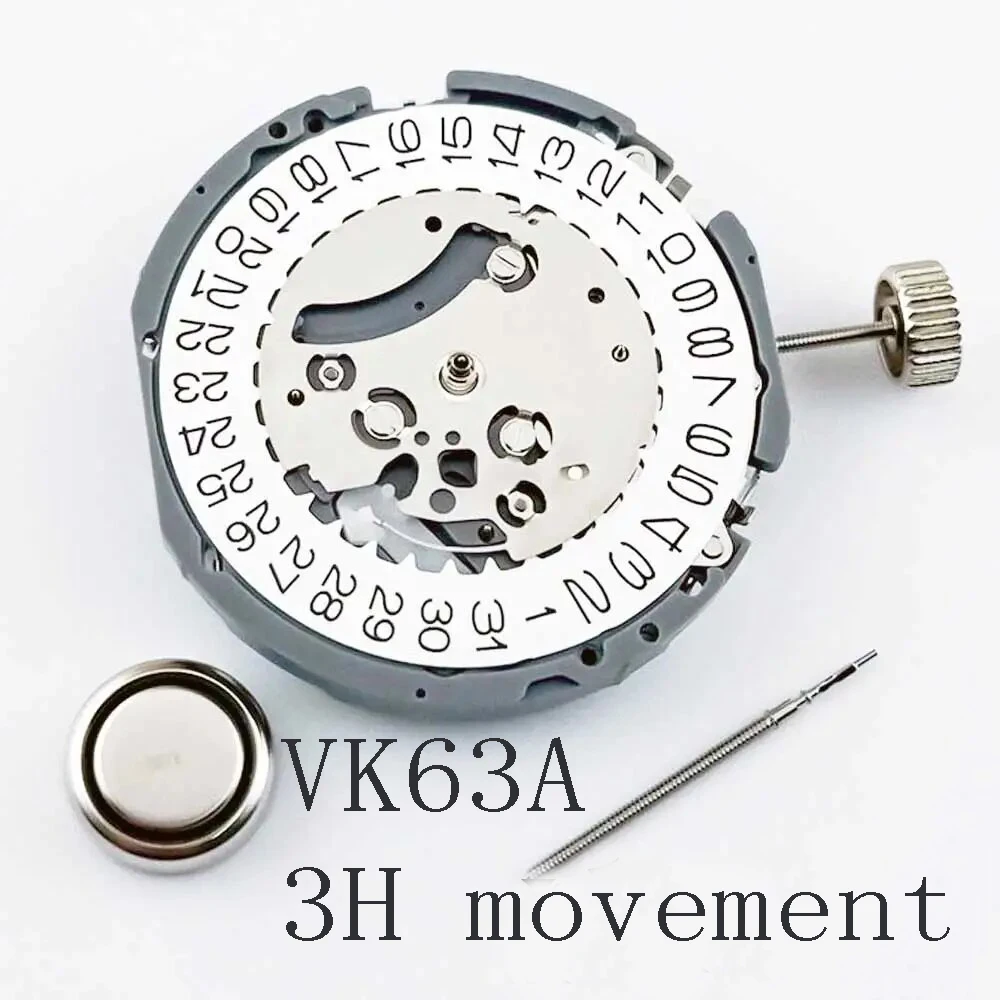 일본 수입 쿼츠 무브먼트 VK63 24시간 3시 달력 멀티핀 다기능 시계 스포츠 액세서리