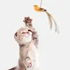 Cat Toys Simulated Bird  Feather Cat Teasing Stick Epoxy Sucker Steel Wire Long Rod  Cat Self Hi No Harmful Ingredients 6
