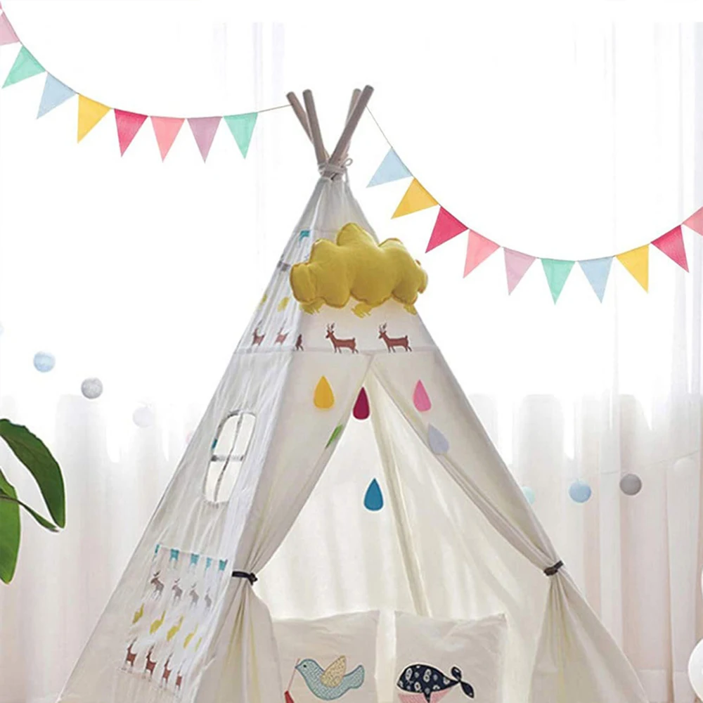 Bunting Flags Pennant Vintage Colorful Burlap Linen for Birthday Party Wedding Decoration