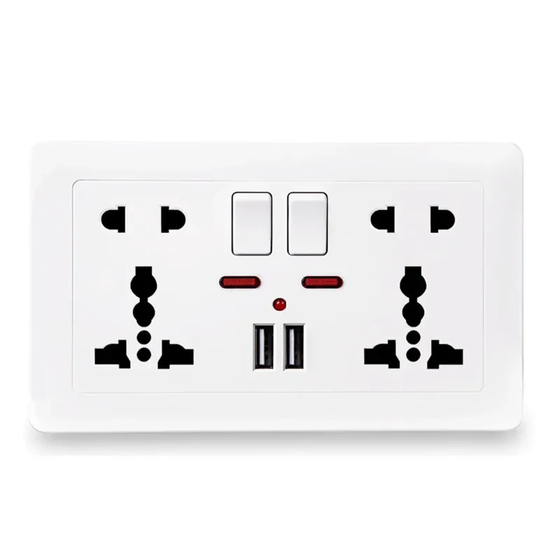 Depoguye 흰색 USB 플러그 벽 소켓, 범용 10홀 전원 소켓, 소켓 및 스위치, USB 충전 AC110V-250V 소켓