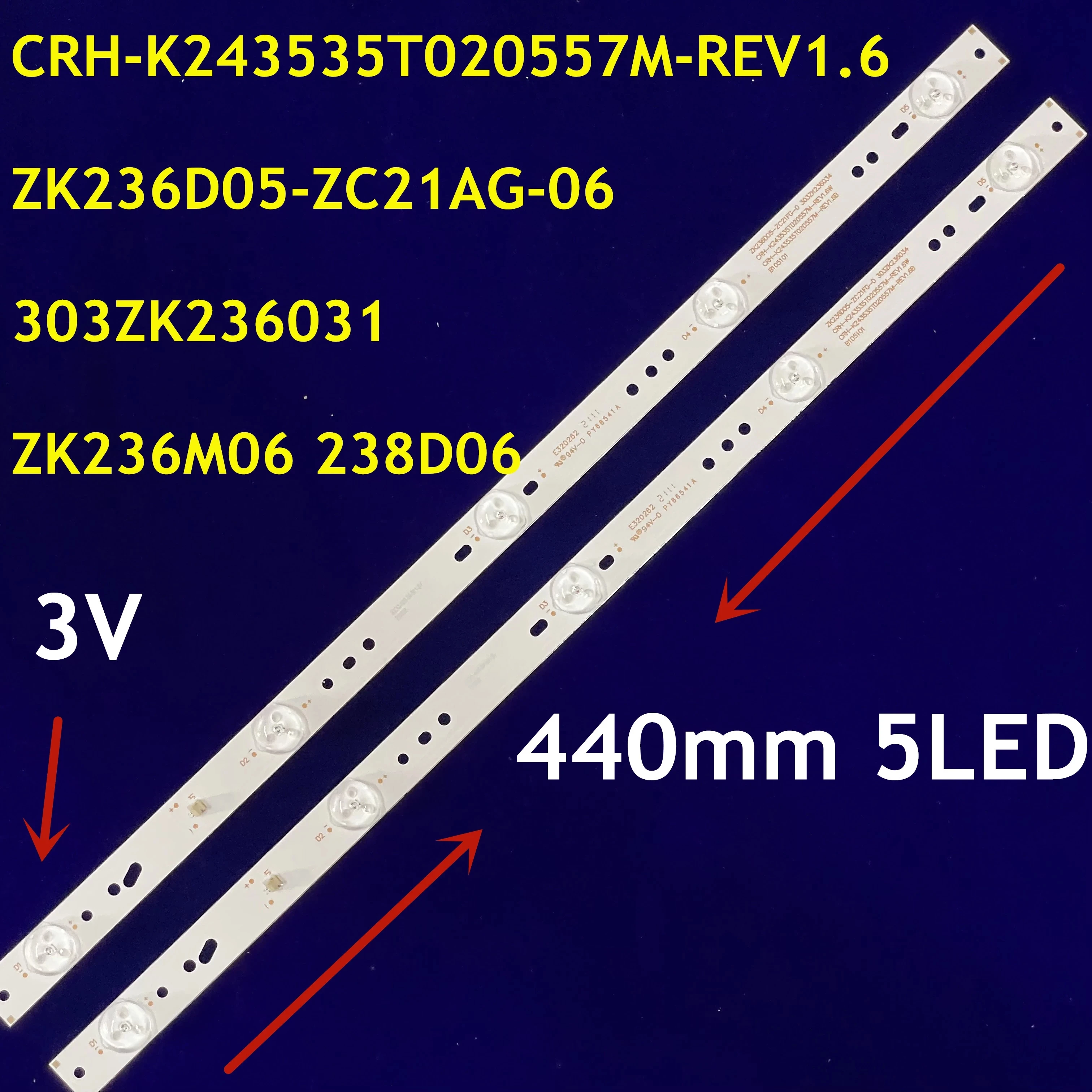 

10PCS LED Backlight Strip For CRH-K243535T020557M-REV1.6 ZK236D05-ZC21AG-06 303ZK236031 ZK236M06 238D06 LED24E330C