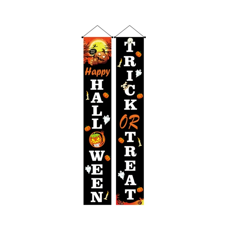 

HALLOWEEN TRICK OR TREAT Door Porch Sign Front Door Indoor Decorations Banners
