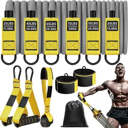 Enhanced Resistance Strap with Handle for Muscle Training, Strength Building, Body Shaping, and Home Fitness (Yellow)