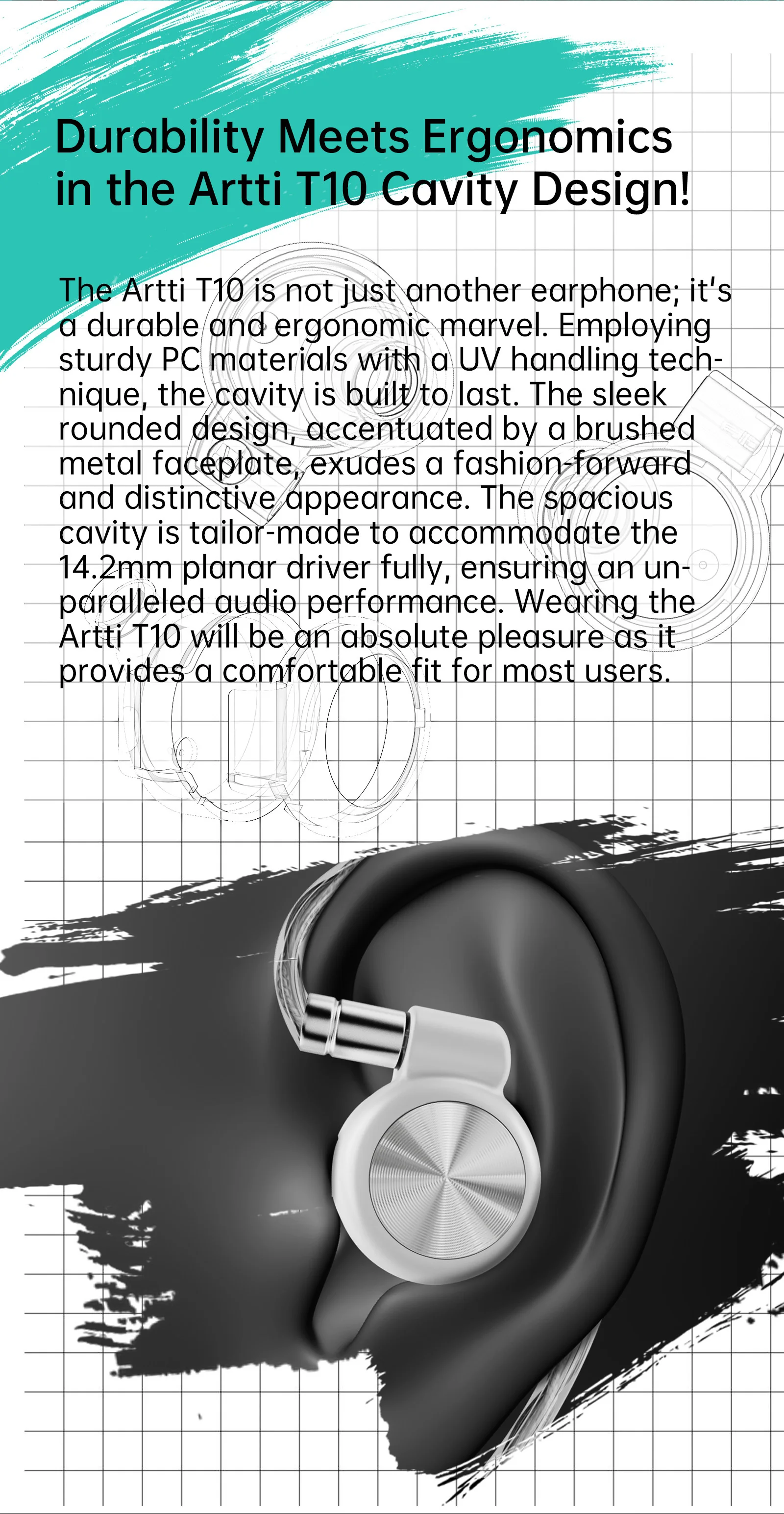 Artti T10 Wired Hifi In-ear Monitors With Planar Driver Technology_voghion.com