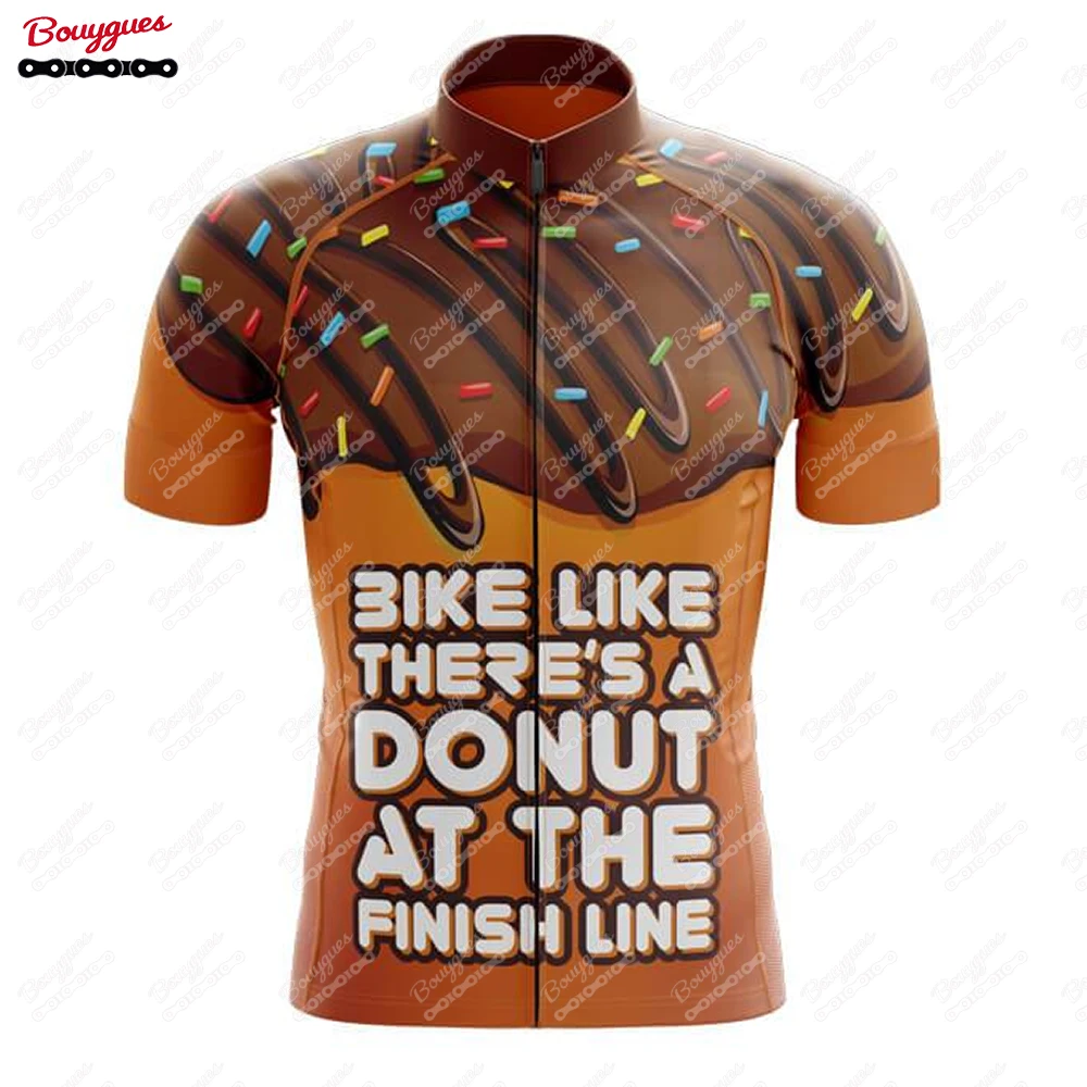 Maillot de ciclismo Donut Give Up para hombre, manga corta, reflectante, para ciclismo de montaña, para descenso, equipo profesional, novedad de verano