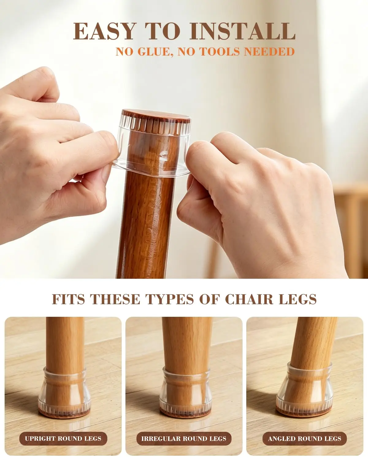 Silicone Felt Chair Leg Floor Protectors - Set of 32, Furniture Pads for Hardwood and Cork Floors