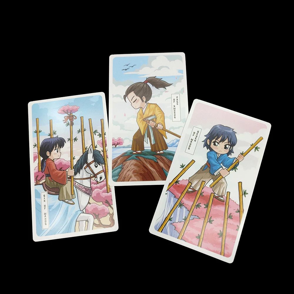 12CMX7CM The Sakura Spring Divination Tarot V2 with Guidebook where Japanese traditional characters come to life in a playful 3