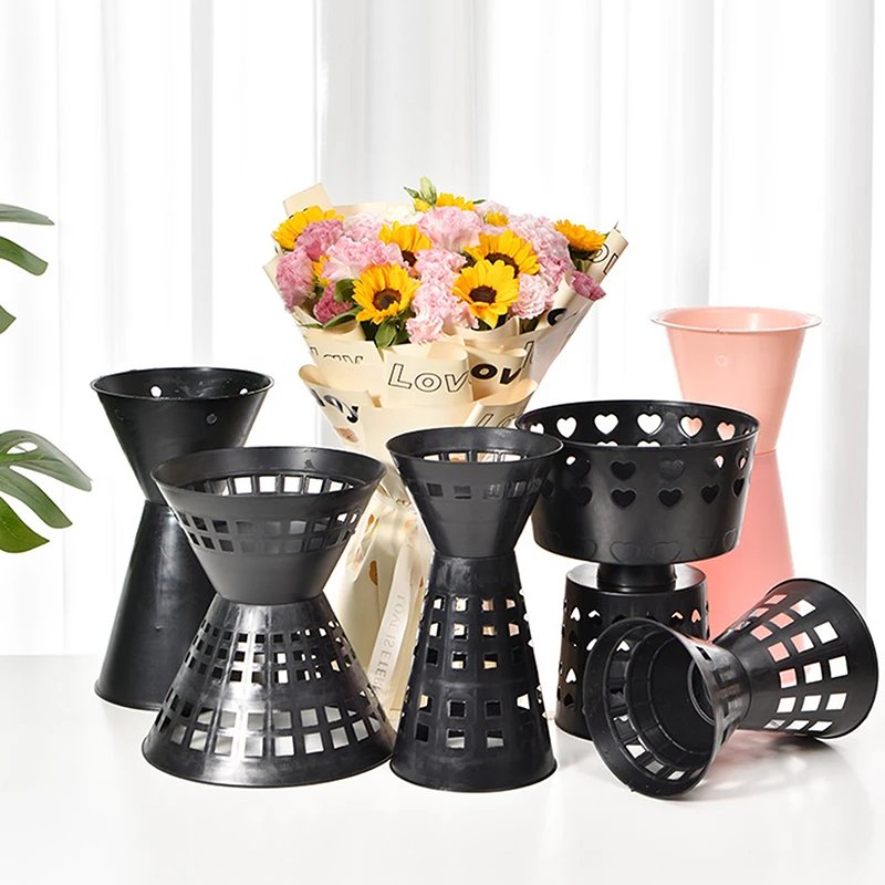 1 Pcs Plastic Flower Packaging Liner,Plant Stand,Floral Card Holders For Bouquet Base Arrangement