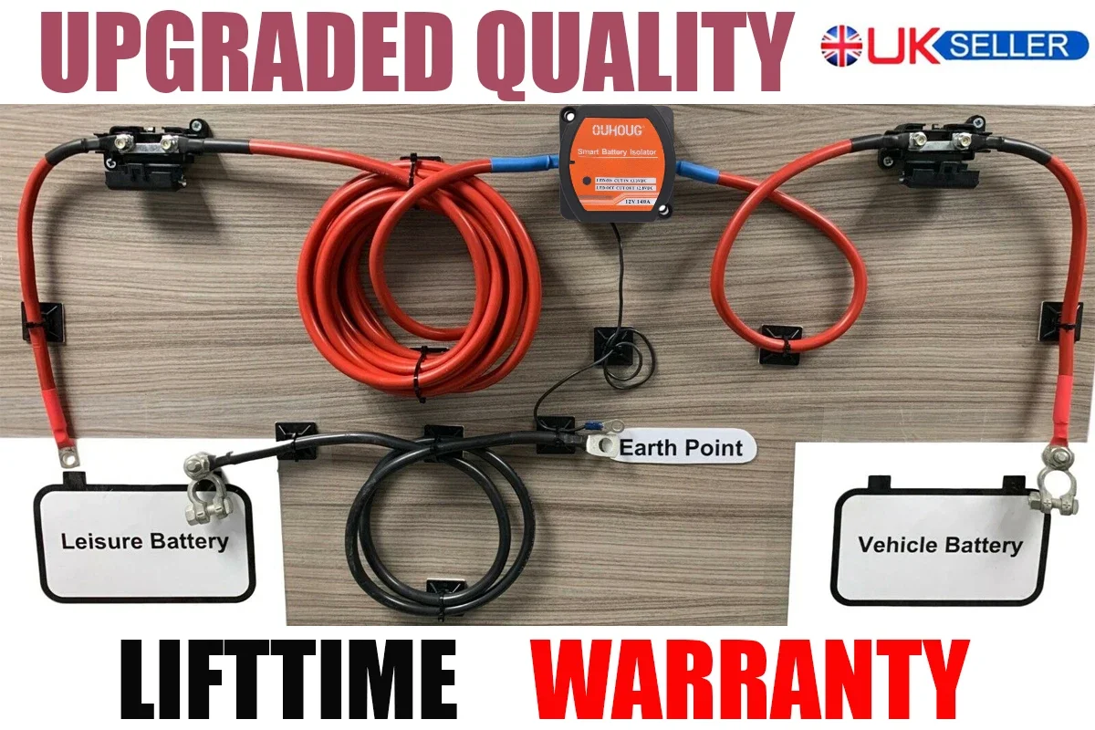 3m Ready Made Split Charge Relay Kit 12v 140 AMP VSR 110Amp Lead T4 T5 Camper UK battery isolator