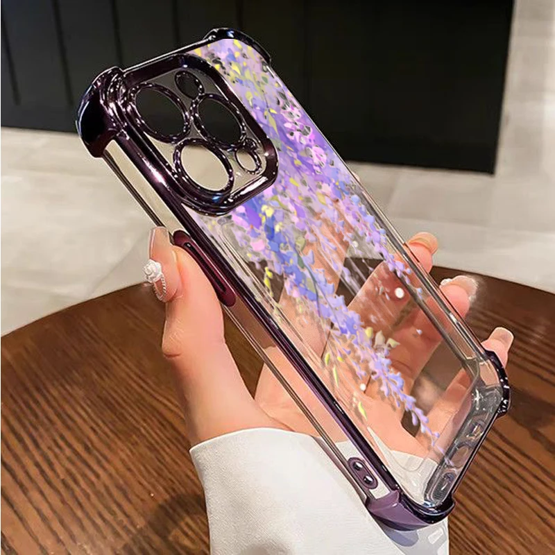 Plating Flower Transparent Phone Case Cover