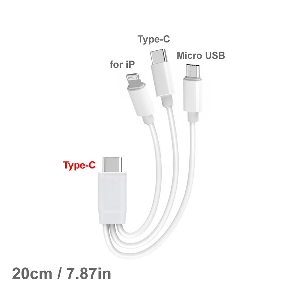 PD USB C 충전 케이블 (멀티 기기 충전용) 3 in 1 유니버셜 USB 케이블 (IP/Micro USB/Type C 모바일 보조 배터리 포함)