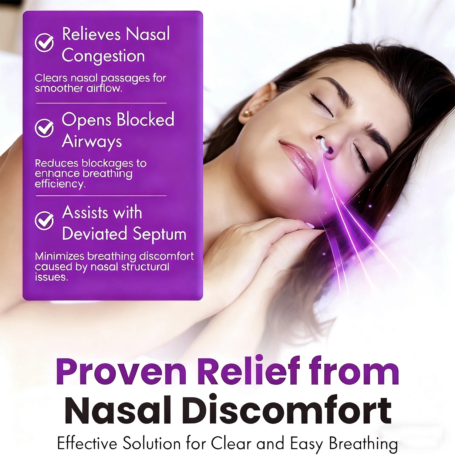 Stop Snoring Device,Silicone Elastic Nose Clip Anti-Snoring Supplies Nasal Dilator for Better Sleep & Improved Airflow