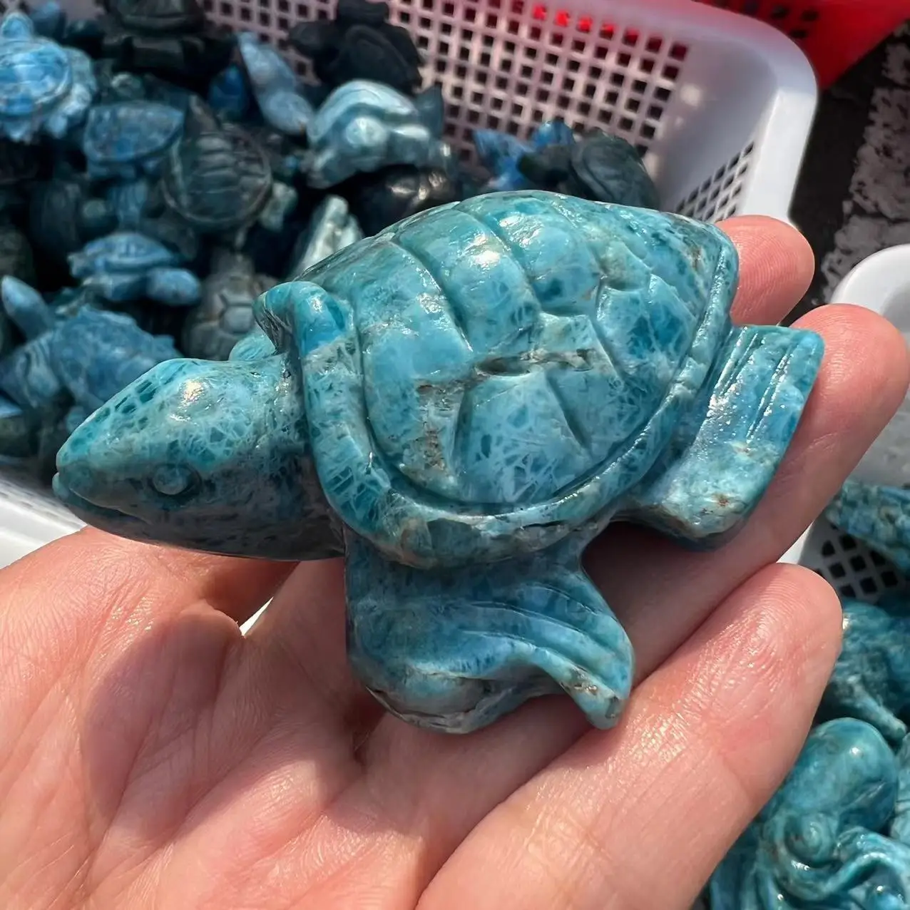 Natural Lapis Lazuli Turtle Tortoise Statue Healing Crystal Gemstone Animal Pocket Stone Figurine 2