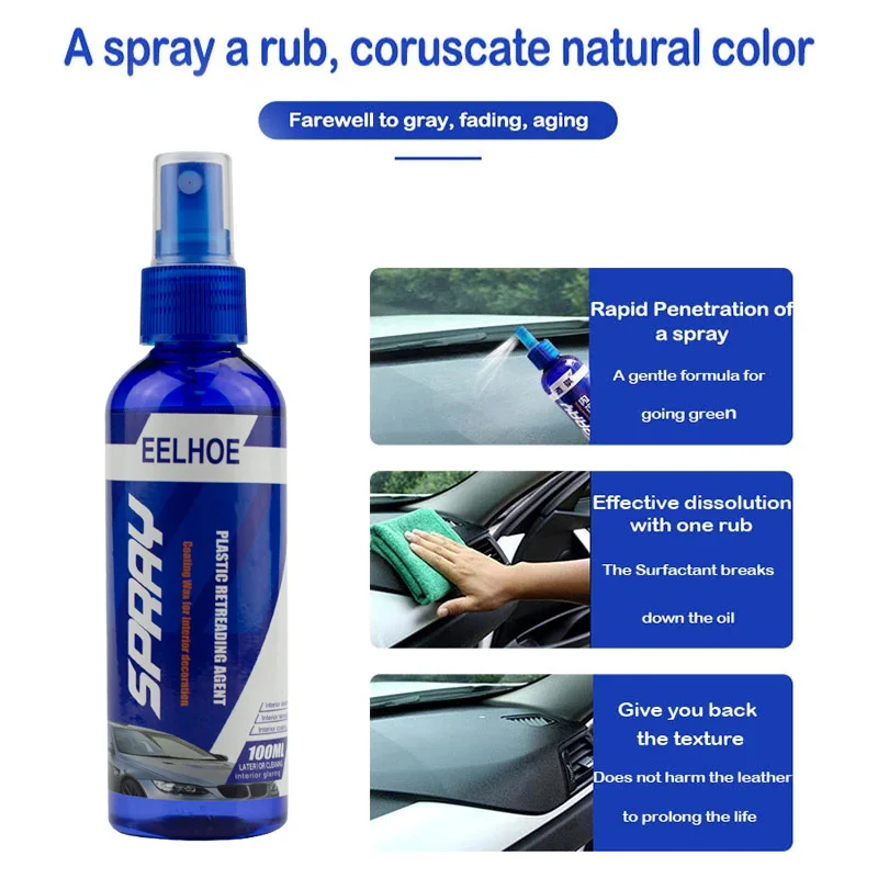 Car Interior Plastic Retreading Agent Car Hydrophobic Polish Nano Coating Spray Scratch Repair Cleaning Agent car buffing