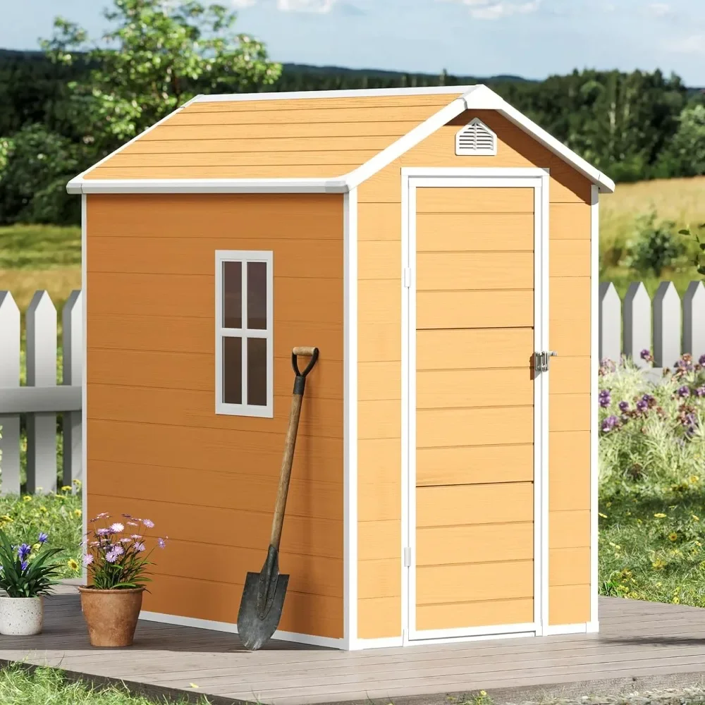 4x6 FT Outdoor Storage Shed, Metal Storage Sheds with Double Sliding Doors,Large Waterproof Bike Shed Cabanons De Jardin