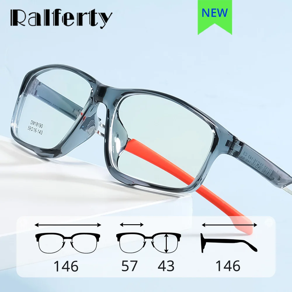 

Ralferty High Quality Sport Eyeglasses Men Women TR Rectangular Outdoor Basketball Glasses 0 Diopter Myopia Prescription Frame