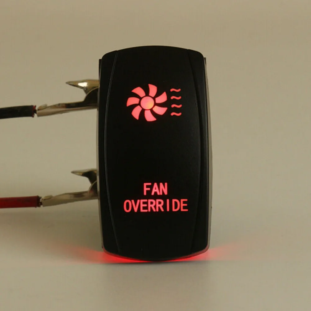 12V 20A 5 Pin Rocker Switch Control Red LED Fan Override For ATV UTV