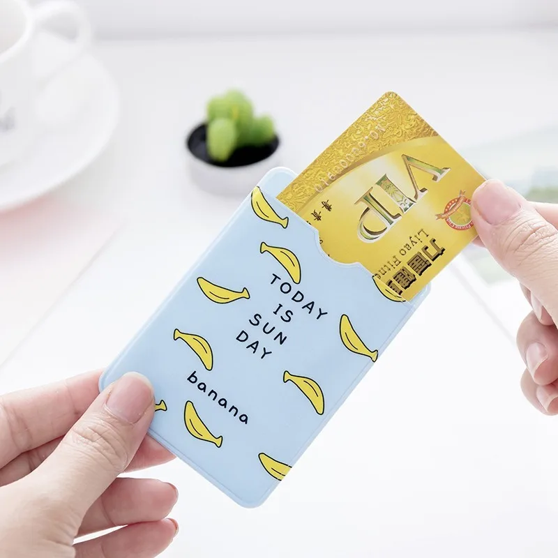 2PCS Women Men Business Credit Card Holder ID Card Holders Case Pouch PVC Cartoon Cute Travel Card Holder Cover Wallet Simple 3
