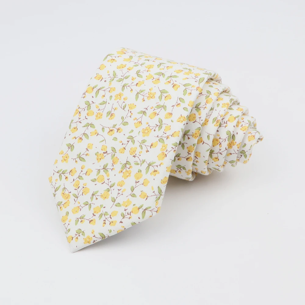 Cotton Floral Tie For Men Women Flower Necktie Skinny Cravat Wedding Party Suit Shirt Collar Accessory neck tie