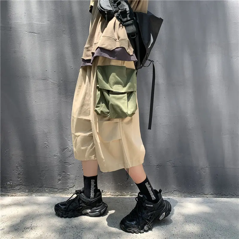 

Patchwork Wide Leg Shorts Men Short Oversize Vintage Men's Shorts for Summer Sports Bermuda Running Workout Cargo Pants