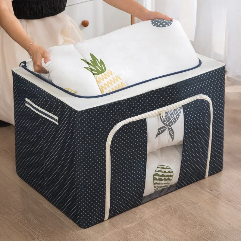 

24L foldable steel frame Oxford cloth storage box transparent storage box toy clothes organizer