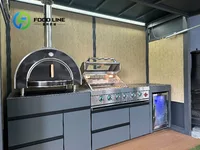 ชุดครัวกลางแจ้งพรีเมียมปี 2025 ทนทานต่อทุกสภาพอากาศ พร้อมเตาปิ้งย่างสแตนเลส อ่างล้างจาน ตู้เย็น และศาลาอะลูมิเนียมแบบกำหนดเอง 3