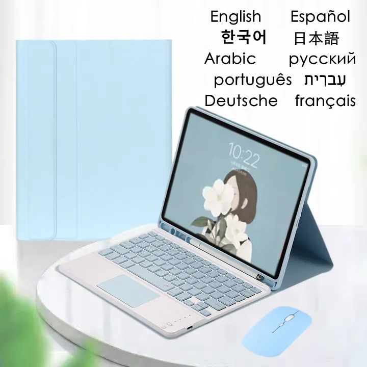 Teclado sem Fio para Ipad 10 10th Geração Case 10.9 Polegada 2023 Capa Russo Espanhol Coreano Francês Touchpad Teclado