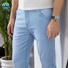 OUSSYU Classic Style Brand Light blue Jeans Men Casual Stretch Slim Denim Pants Fashion Cotton Thin Trousers Male 28-40 1
