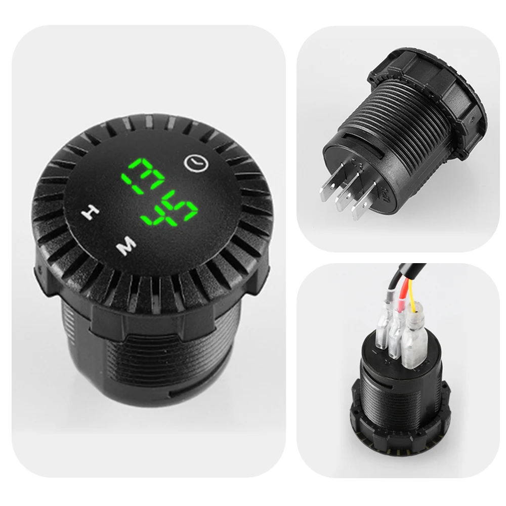 Car Clock Motorcycle Handlebar Clock Motorcycle Digital Clock Panel Waterproof Electronic Watch Clock Time LED Display Universal For 12V-24V Car Boat
