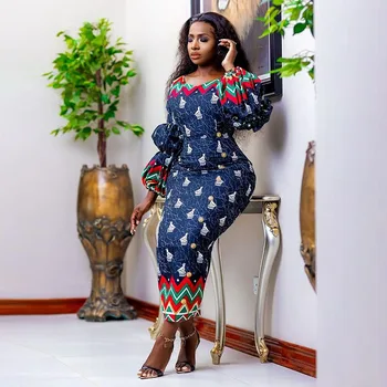Alternative view of Bisi Lantern Sleeves Long Ankara Dress