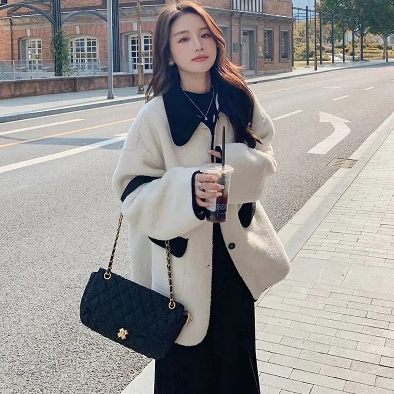 Wearing A Small Fragrant Lamb Fur Coat On Both Sides For Women's Autumn And Winter 2023 New High-end Fashion Commuter Coat P259