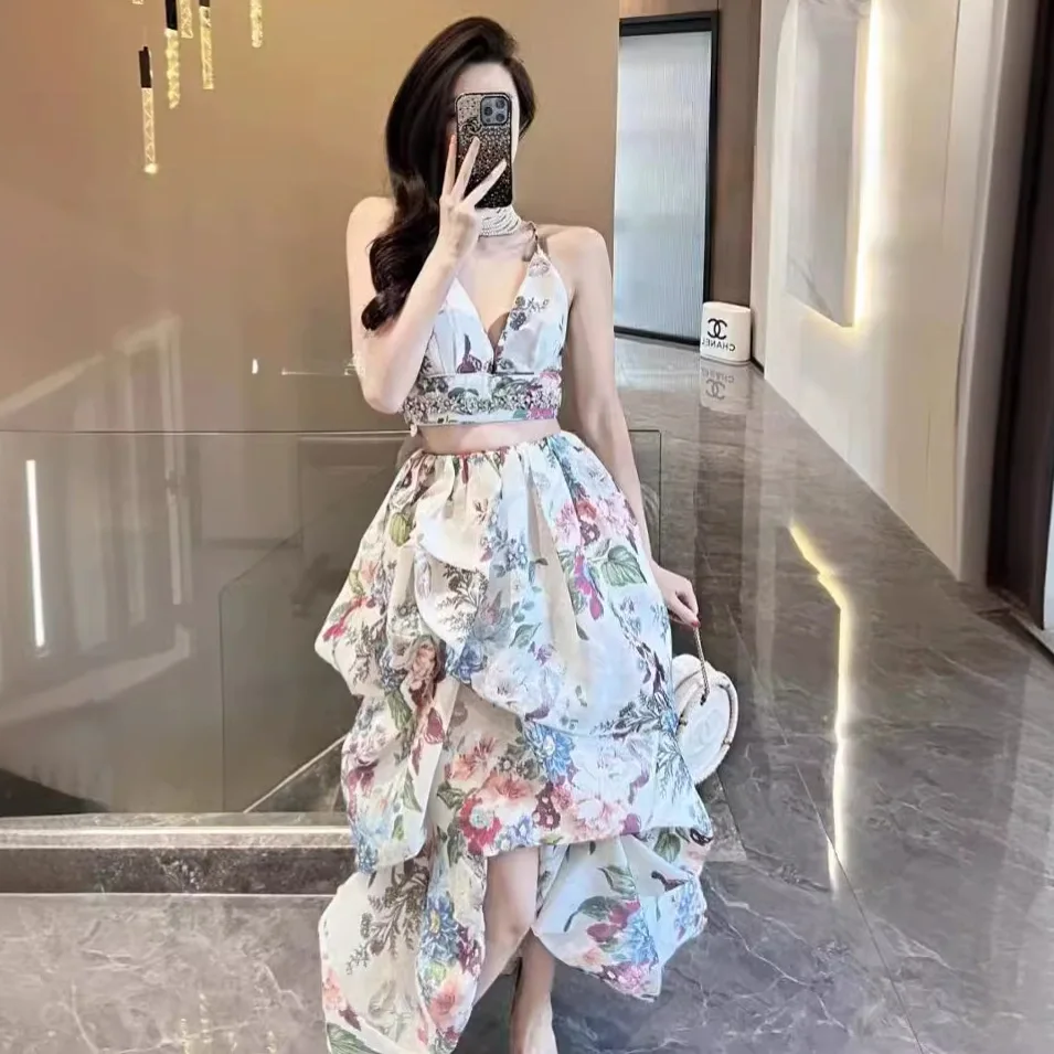 

2024 Summer Light Luxury Brand New Chic Unique and Beautiful French Design Sense Tea Break Dress