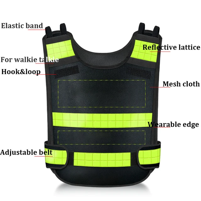 Custom Black Reflective Traffic Control Vest