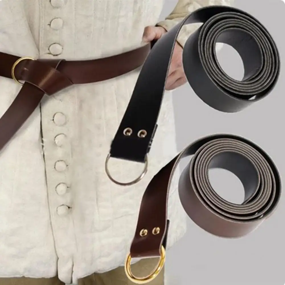 

Renaissance Belt Retro Belt Medieval-inspired Unisex Men's Imitation Leather Belts with O-shaped Rings for Renaissance