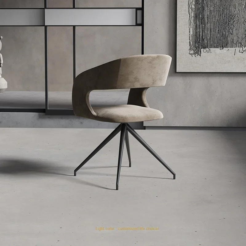 Italian minimalist restaurant rotary dining chair household luxury leisure chair senior office negotiation desk back