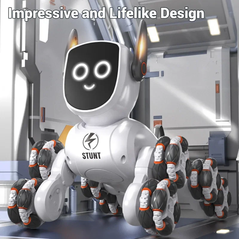 Jjrc Q193 Rc Stunt Car 8-Wheel Mechanical Robot Dog Lights for Kids Remote Gesture Sensing Dual Control Electronic Pet Toy Car