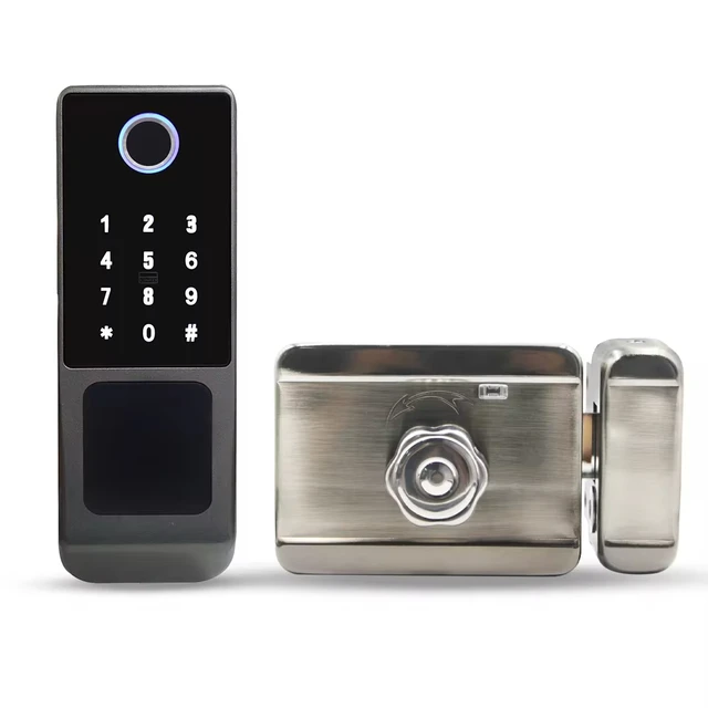 Waterproof TTLOCK App Smart Bluetooth Fingerprint Electronic Lock RFID Card Outdoor Door Intelligent Lock Keyless Motor Rim Lock 6