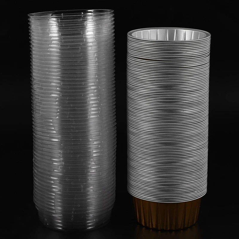 Pirottini Da Forno Monouso In Foglio Di Alluminio Da 200 Pezzi Creme Brulee Dessert Tazze Per Cupcake Di Forma Ovale Con Coperchi Strumenti Per Uova D