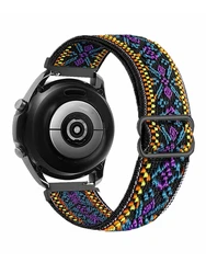 Versatile Nylon Elastic Wristband Bracelet, Available in 18mm/20mm/22mm Sizes - 20mm (Ethnic style purple)