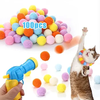 Interactive Cat Launch Toy – Mini Shooting Gun with Plush Balls for Kittens 1