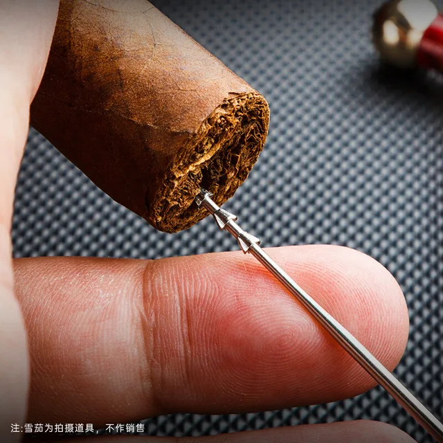 Black Portable Cigar Draw Enhancer Stainless Steel Needle Drilled Burr Dredge Hole Cigar Punch gadget Smoking Accessories Tool - Image 3