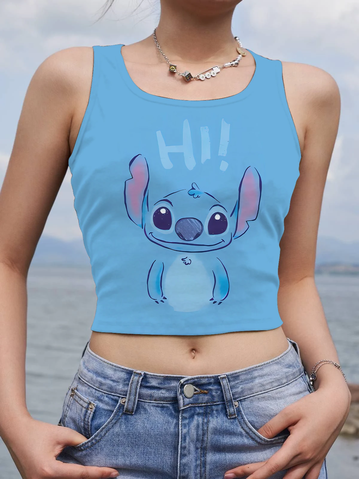 Stitch Woman Clothes Disney Y2k Cool Women's Clothing Free Shipping  Clearance Sexy T-shirts Fashion Tops Beach T-shirt Summer