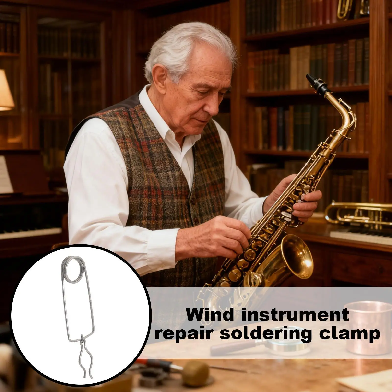 Reparaturklemme für Blasinstrumente, Wartungswerkzeug für Blasinstrumente, Hornschweißklemme für Flöte, Trompete, Saxophon, Horn, Klarinette, Oboe – Detail 3
