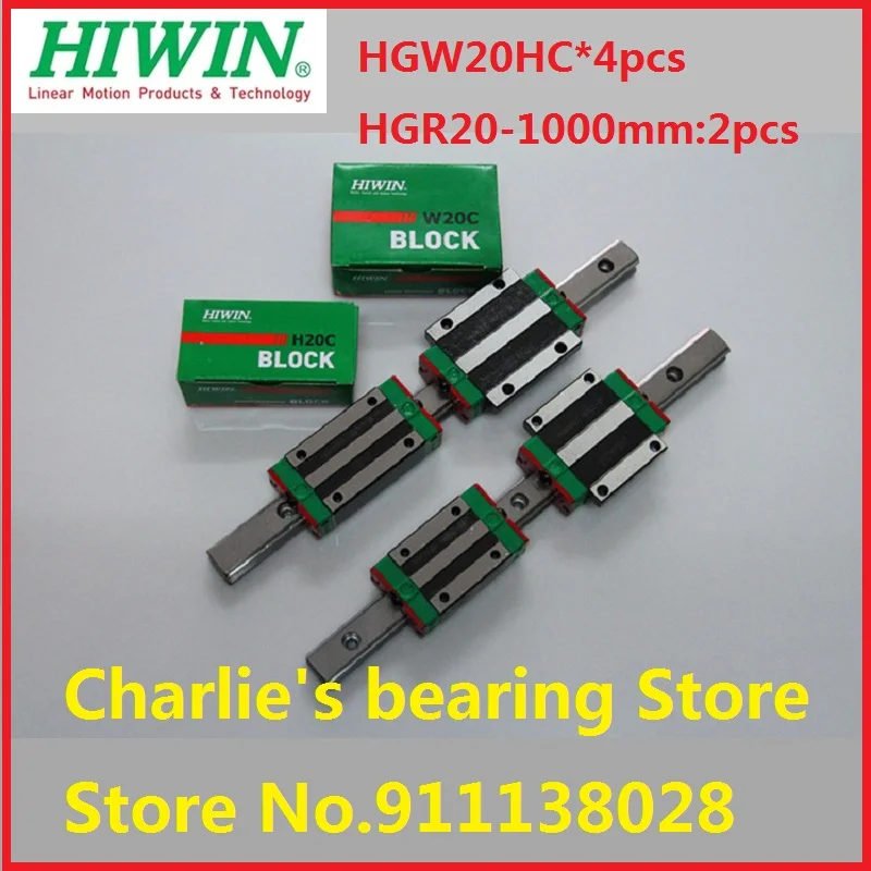 

100% brand new original genuine Hiwin brand 4pcs linear guide block HGW20HC match with 2pcs of HGR20-1000mm rail