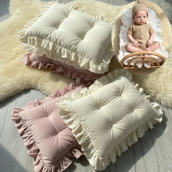 Set di 2 Cuscini con Volant per Fotografia Neonatale, Materassini Morbidi per Posare il Bambino, Accessori per Servizi Fotografici in Studio