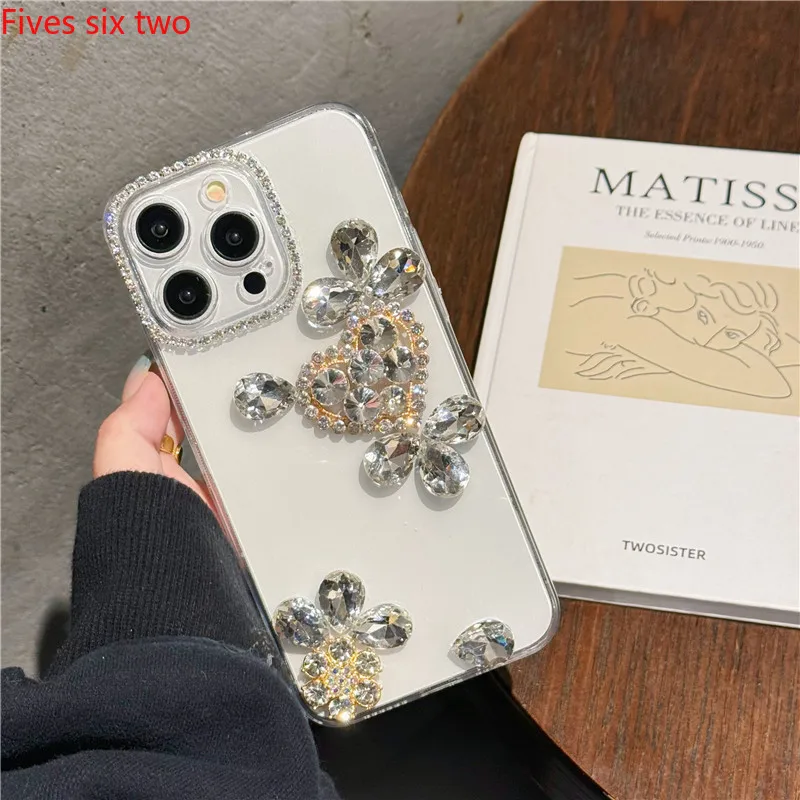Bling Diamond Cases For Xiaomi Redmi Note 13 12 11 Pro 10 9 S 12S 11S 10S 9S 12C 13C Glitter Rhinestone Flower Luxury Soft Cover